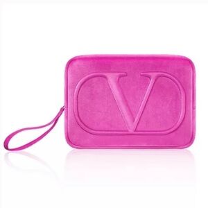 Valentino act of love pink velour clutch bag
